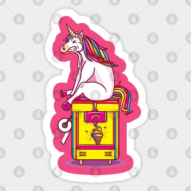 Cute Unicorn poops ice cream - Cute Ice Cream gift idea Sticker by Shirtbubble